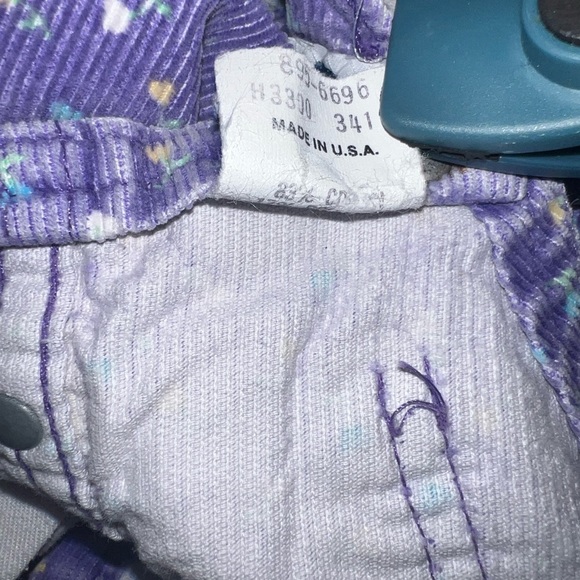 Vintage OshKosh b’gosh purple floral corduroy Overalls sz 6 made USA - Picture 2 of 4